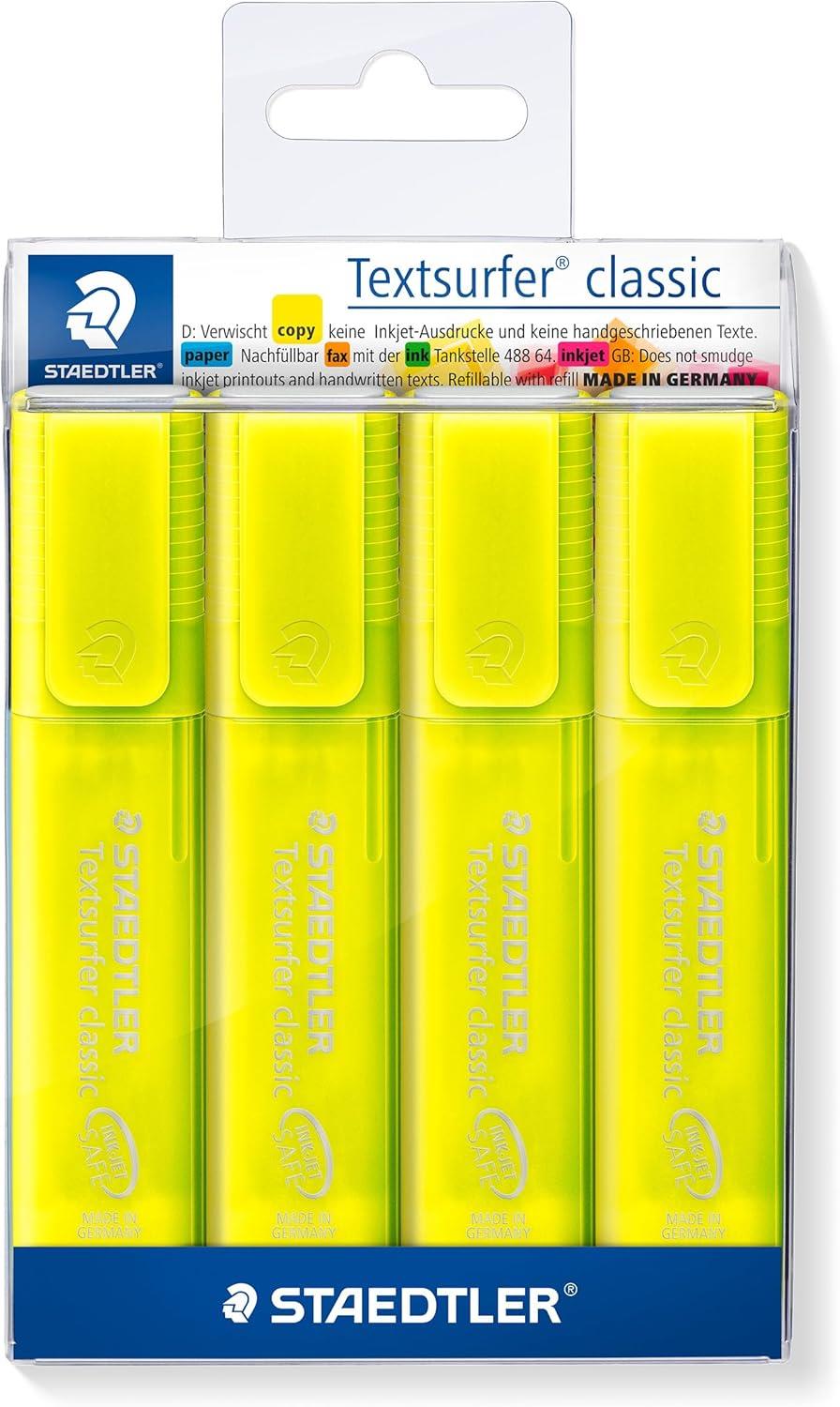 Staedtler Textsurfer Highlighter Yellow 4 Pack