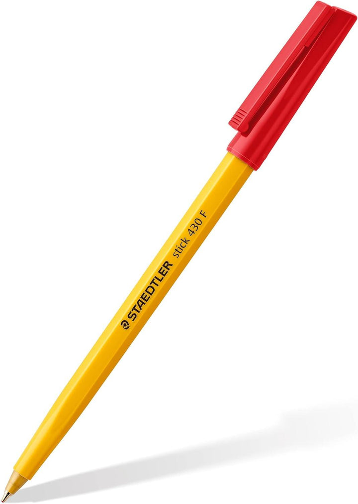 STAEDTLER Medium Stick 430 F-2 Ballpoint Pen Fine, Red, Box of 10