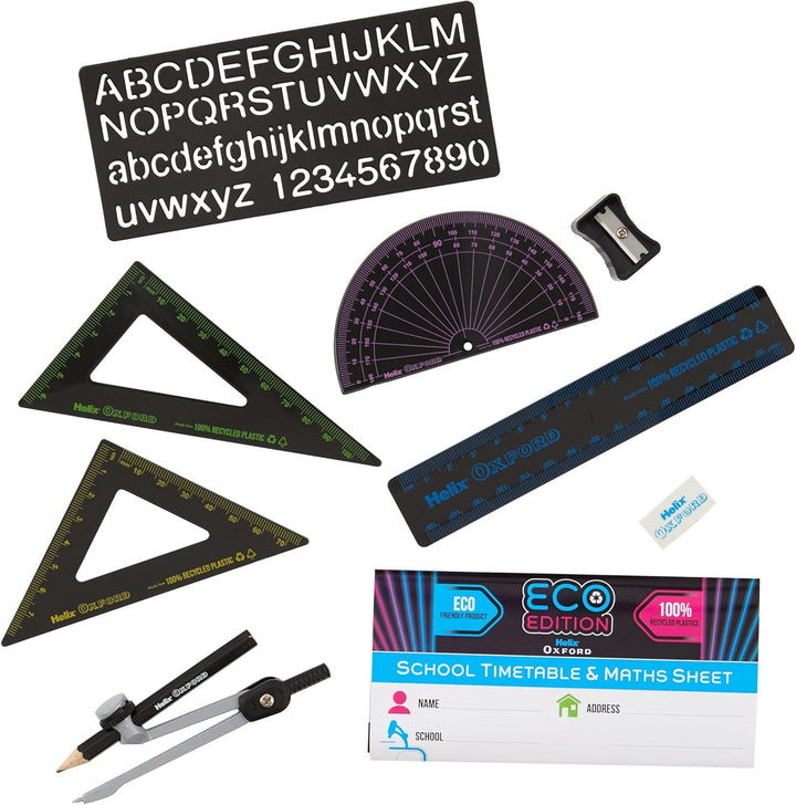 Helix Oxford Cyber Eco Maths Set Assorted Colours