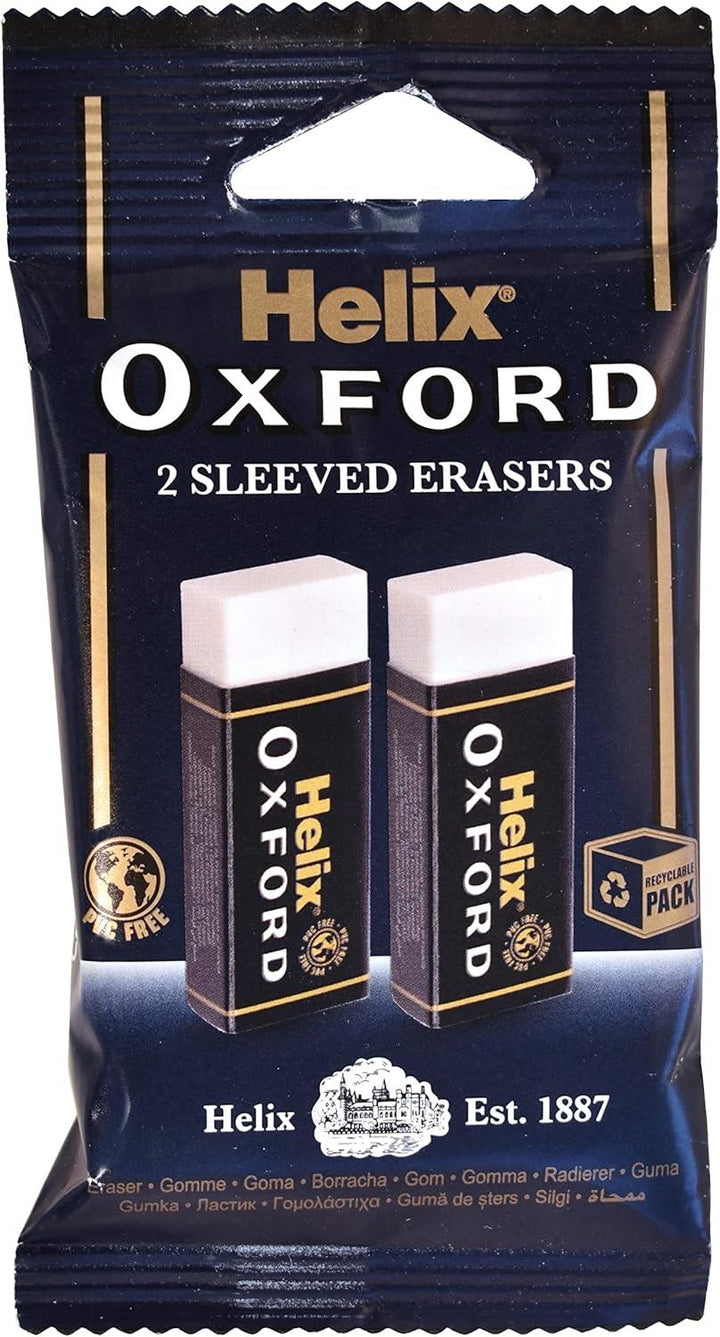 Helix Oxford Large Sleeved Erasers 2 Pack