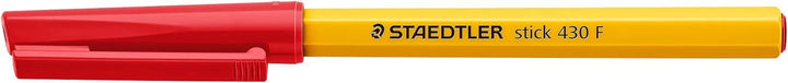 STAEDTLER Medium Stick 430 F-2 Ballpoint Pen Fine, Red, Box of 10