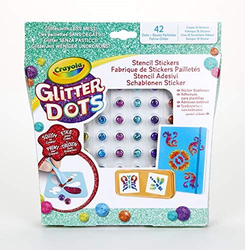 Crayola Glitter Dots Stencil Stickers, Multi-Coloured