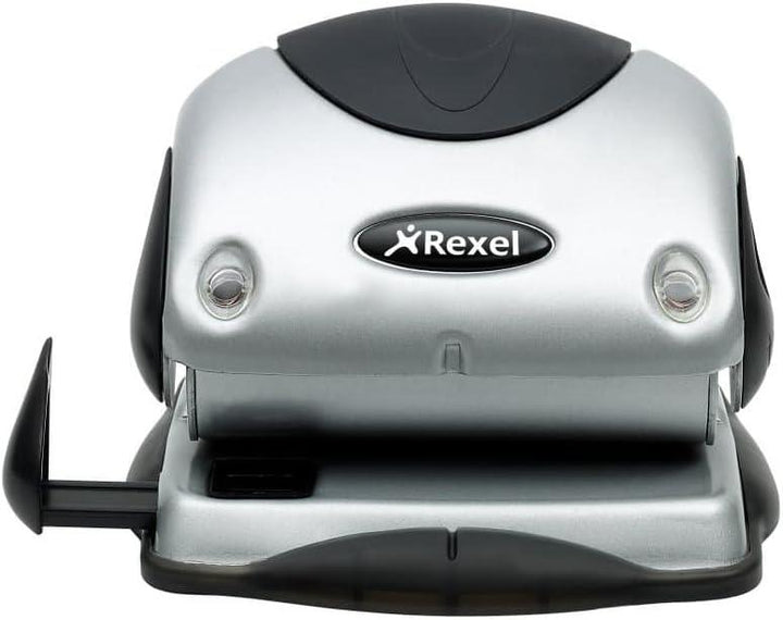 Rexel Precision 215 2 Hole Punch, 15 Sheet Capacity, Paper Alignment Indicator, Metal, Silver/Black, 2100738