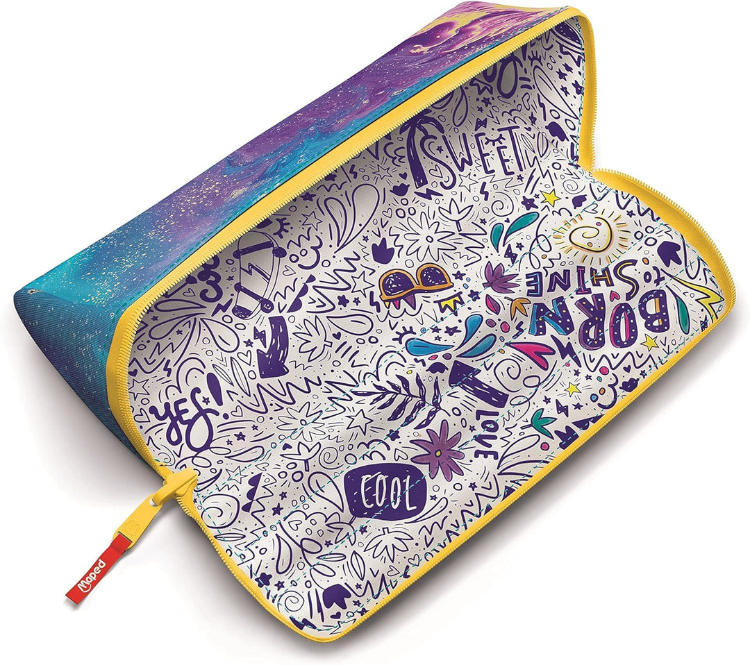 Maped - XXL Basic Pencil Case Easy To Find And Remove The Pens Resistant Polyester Can Be Painted With Coloured And Felt Tip Pens Large Zip