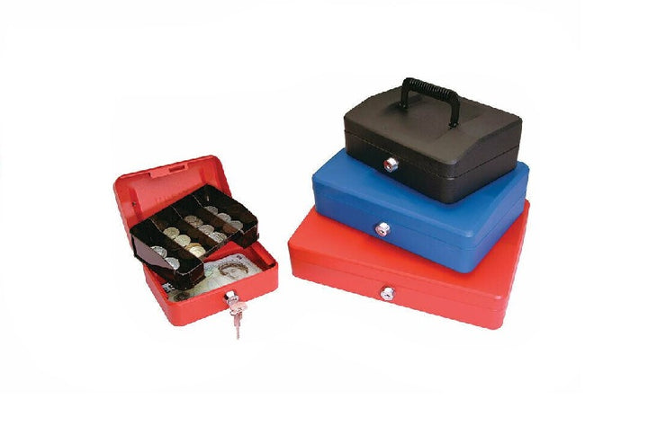 Cash Box Money Bank Steel Tin Security Safe Cash Key Lockable