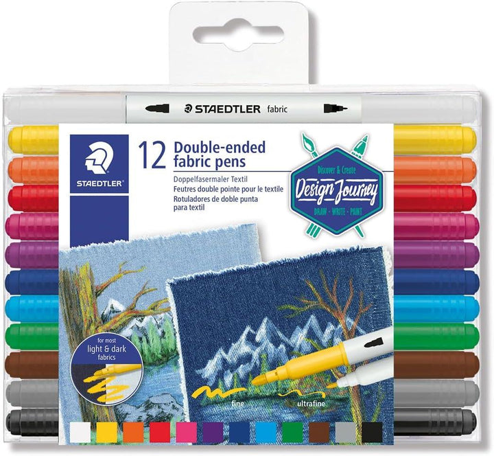 Staedtler Duo Tipped Fabric Marker 12 Pack, Assorted, 3190 TB12