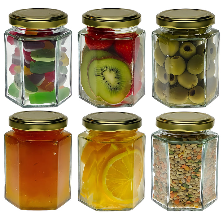 Glass Hexagonal Jar 190ml