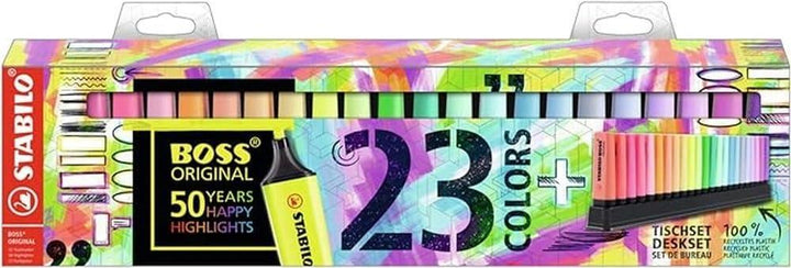 Highlighter STABILO BOSS ORIGINAL Deskset Of 23 - 9 Fluorescent Colours + 14 Pastel Colours