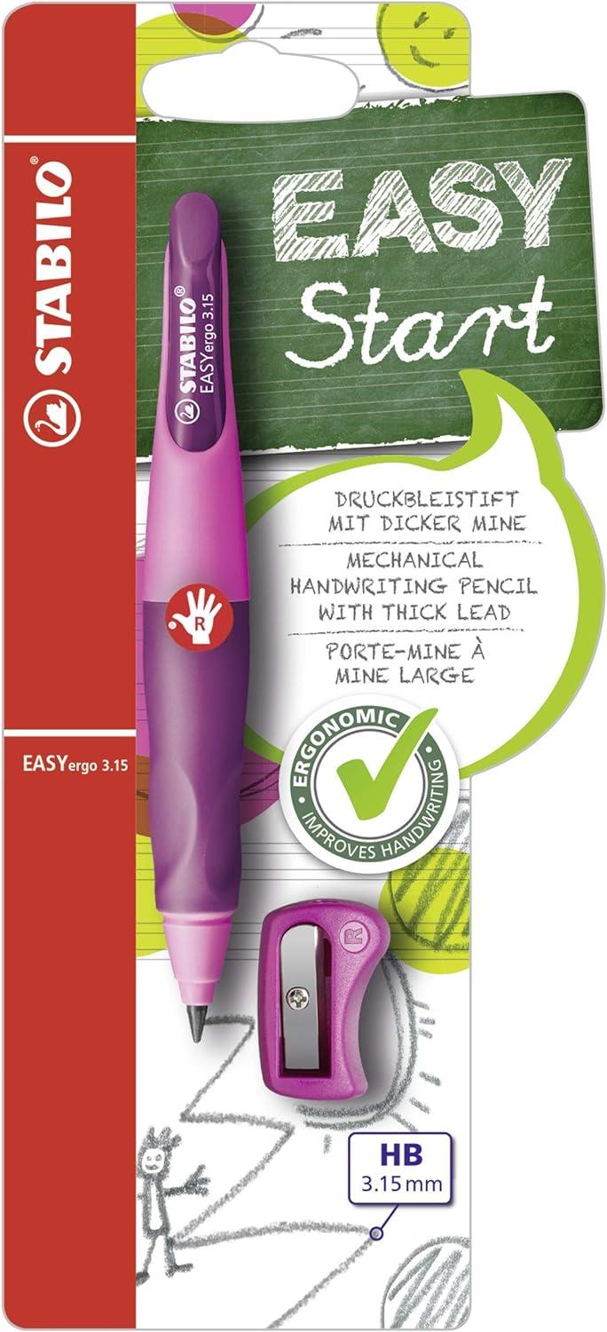 Ergonomic Mechanical Pencil - STABILO EASY ergo 3.15 - Pack of 1 Pink/Lilac Sharpener