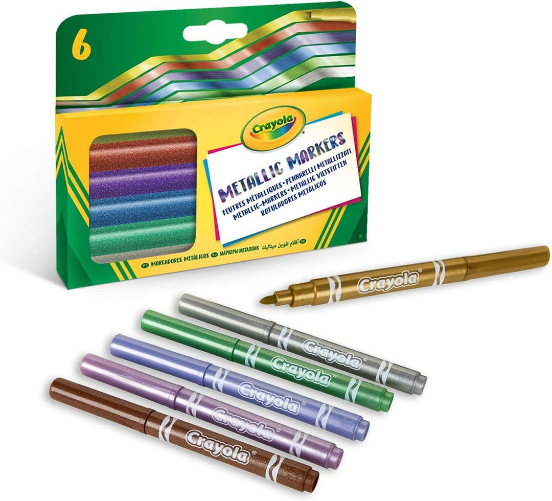 Crayola Metallic Markers - Assorted Colours Pack of 6 Ideal for Kids