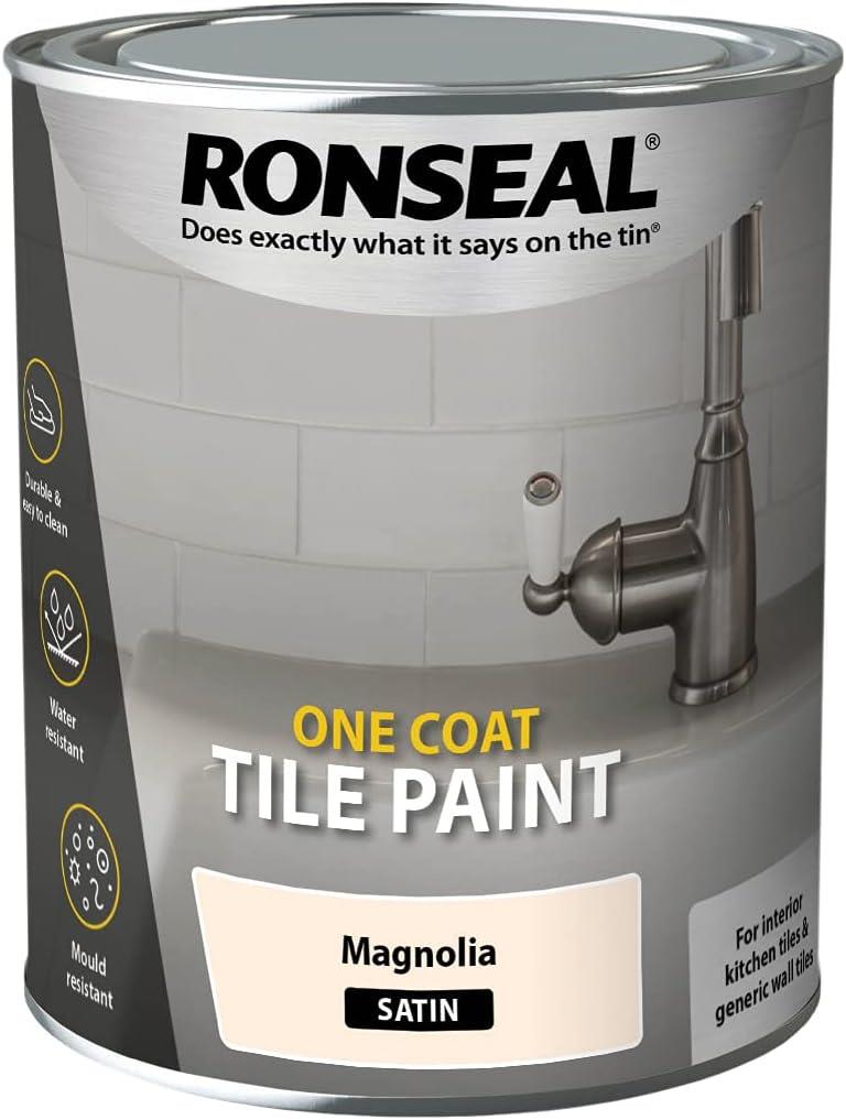 Ronseal One Coat Tile Paint 750ml Magnolia Satin