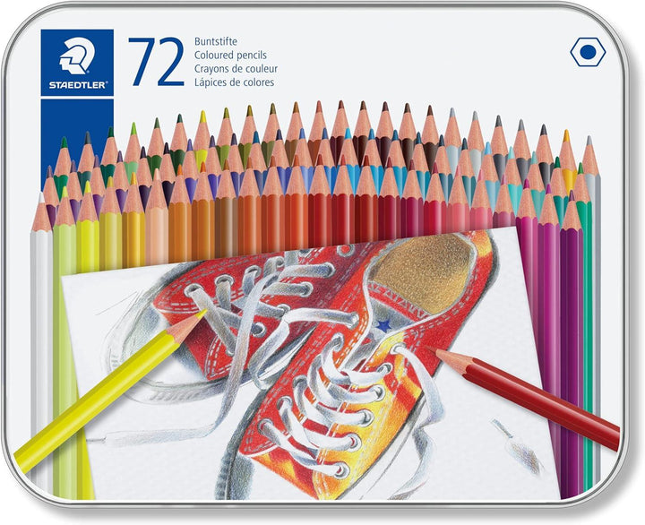 STAEDTLER 175 M72 Wood-Free Coloured Pencils - Assorted Colours (Tin of 72)