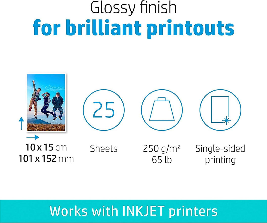 HP Glossy Photo Paper Borderless (10 X 15)(25 Sheets)