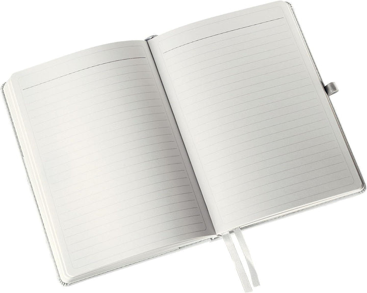 Leitz A5 Hard Cover Notebook, Arctic white Ruled, With 2 Bookmarks