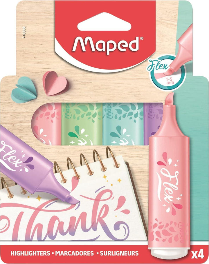 Maped 4 Flex Pastel Highlighters Random Pastel Colours