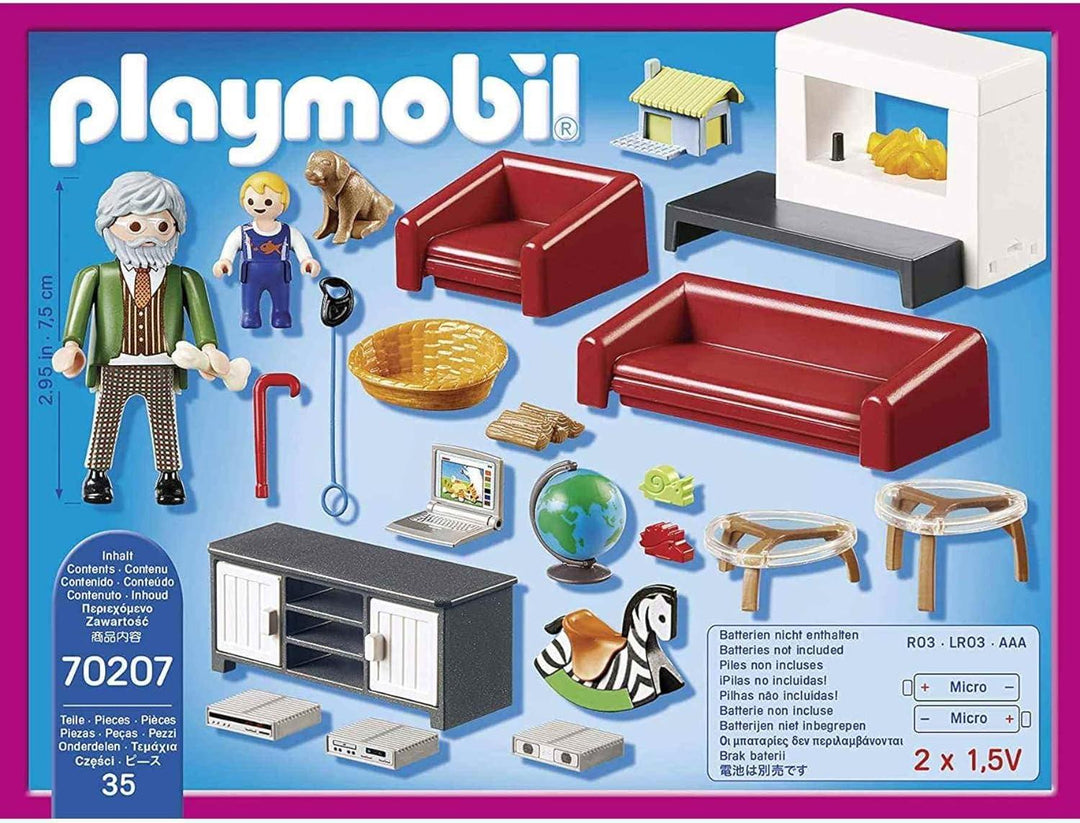 PLAYMOBIL Dollhouse Comfortable Living Room with Fireplace