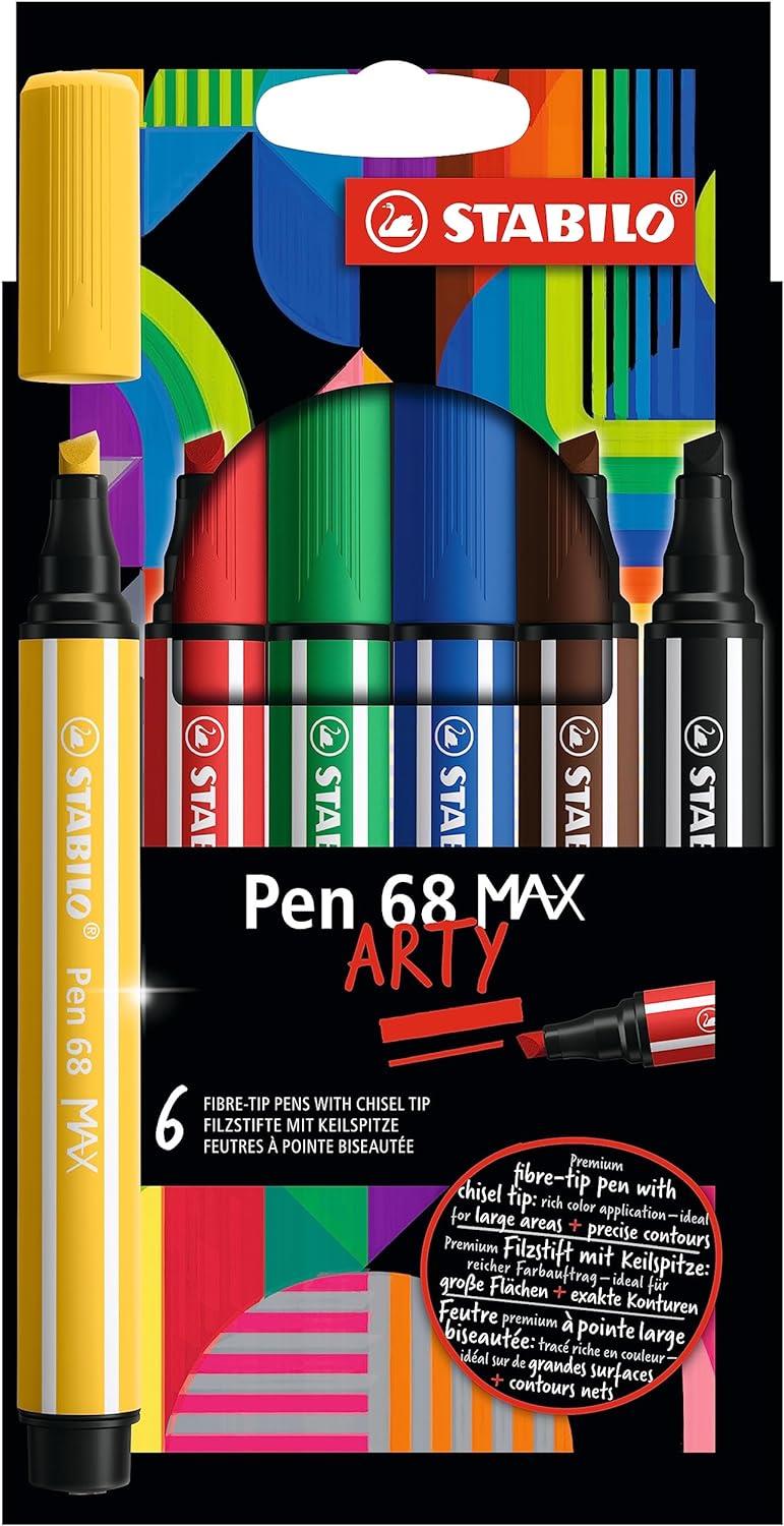 Premium Fibre-Tip Pen With Chisel Tip-Stabilo Pen 68 Max-Arty