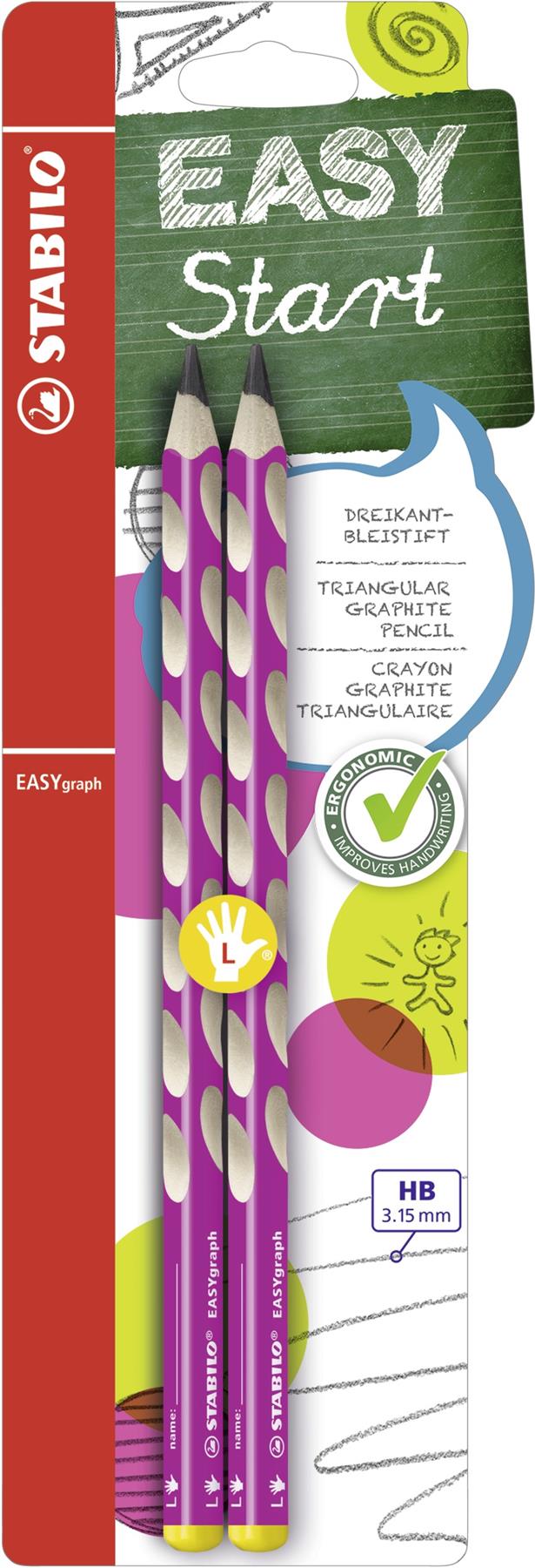 Stabilo EASYgraph Handwriting Pencil Left Handed Assorted 2 piece HB 2 pack