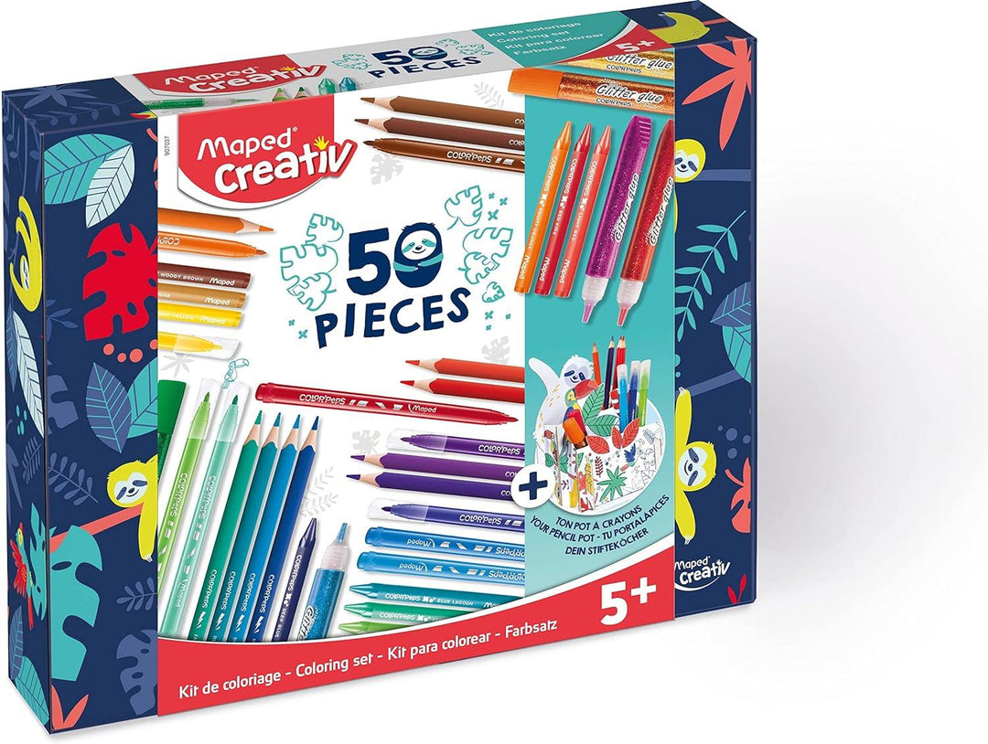 Maped Creativ Color’Peps 50 Piece Colouring Set With Desk Tidy Fun Art Activity Kit 5+