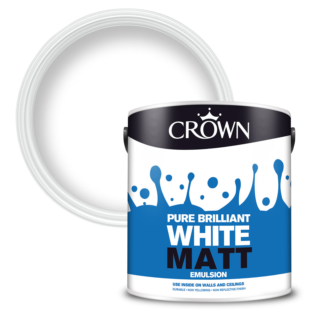 Crown Emulsion Paint Pure Brilliant White Matt/Silk 2.5L