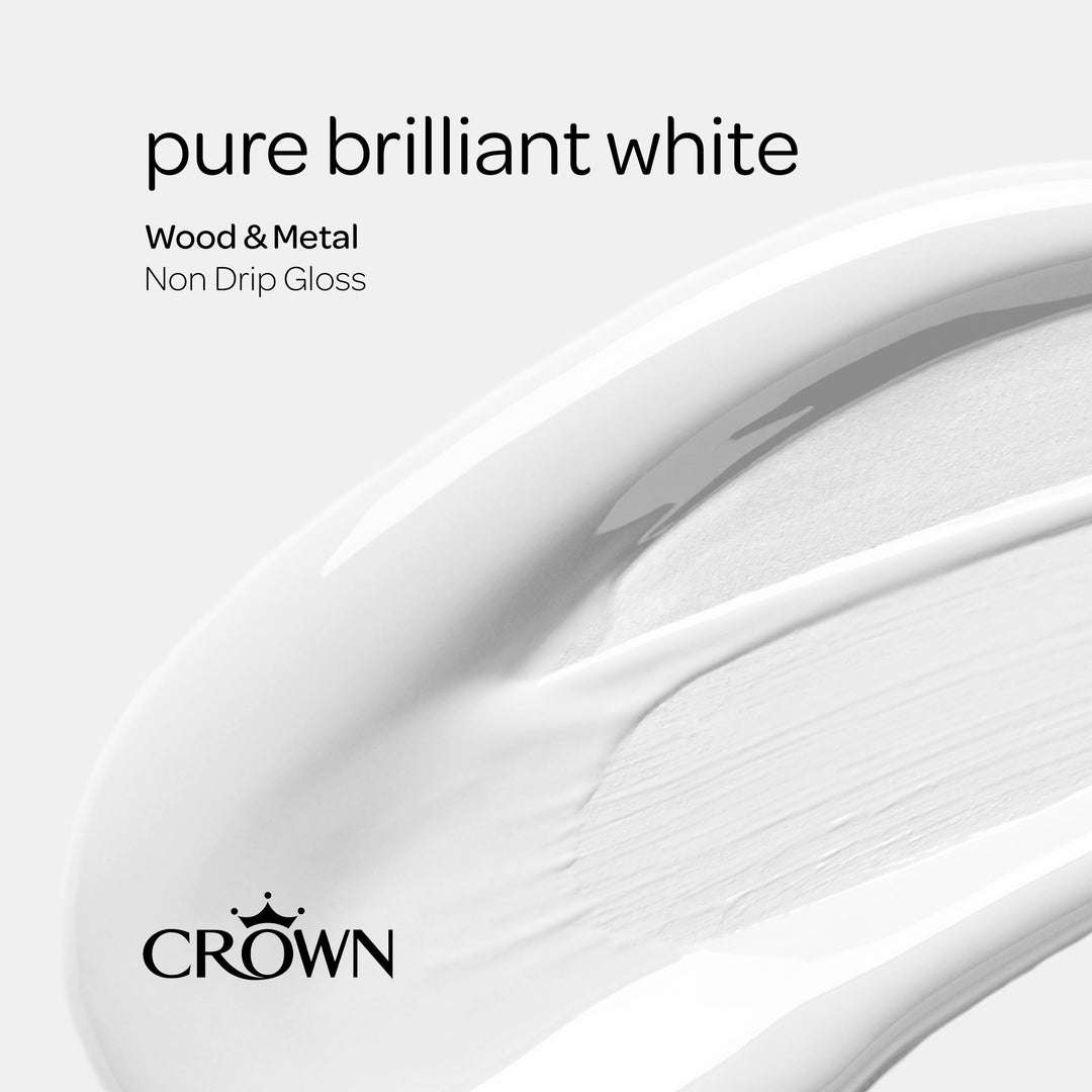 Crown Gloss Paint Non-Drip Pure Brilliant White 750ml/2.5l