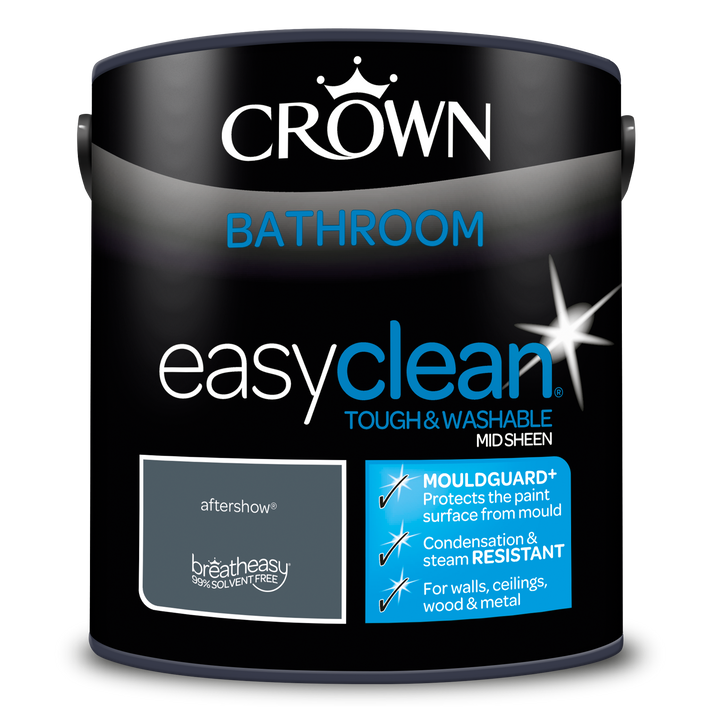 Crown Easyclean Bathroom Paint Mid Sheen 2.5L Pure Brilliant White All colours