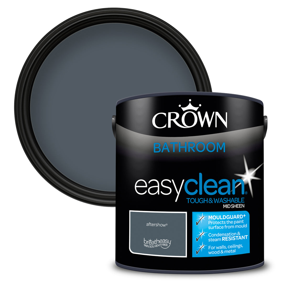 Crown Easyclean Bathroom Paint Mid Sheen 2.5L Pure Brilliant White All colours