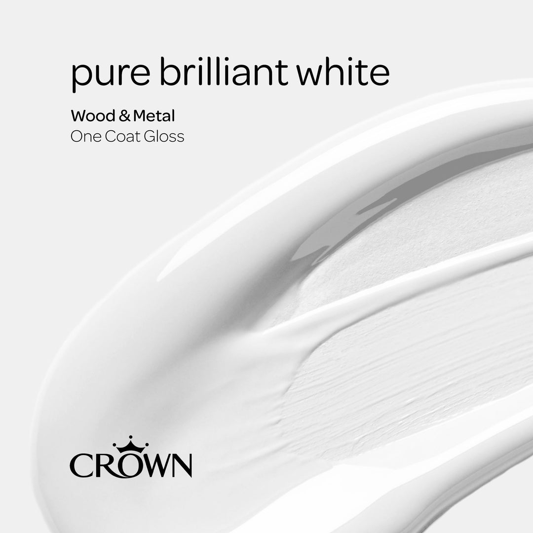 Crown One Coat Paint Gloss/Satin 750ml/2.5l Pure Brilliant White