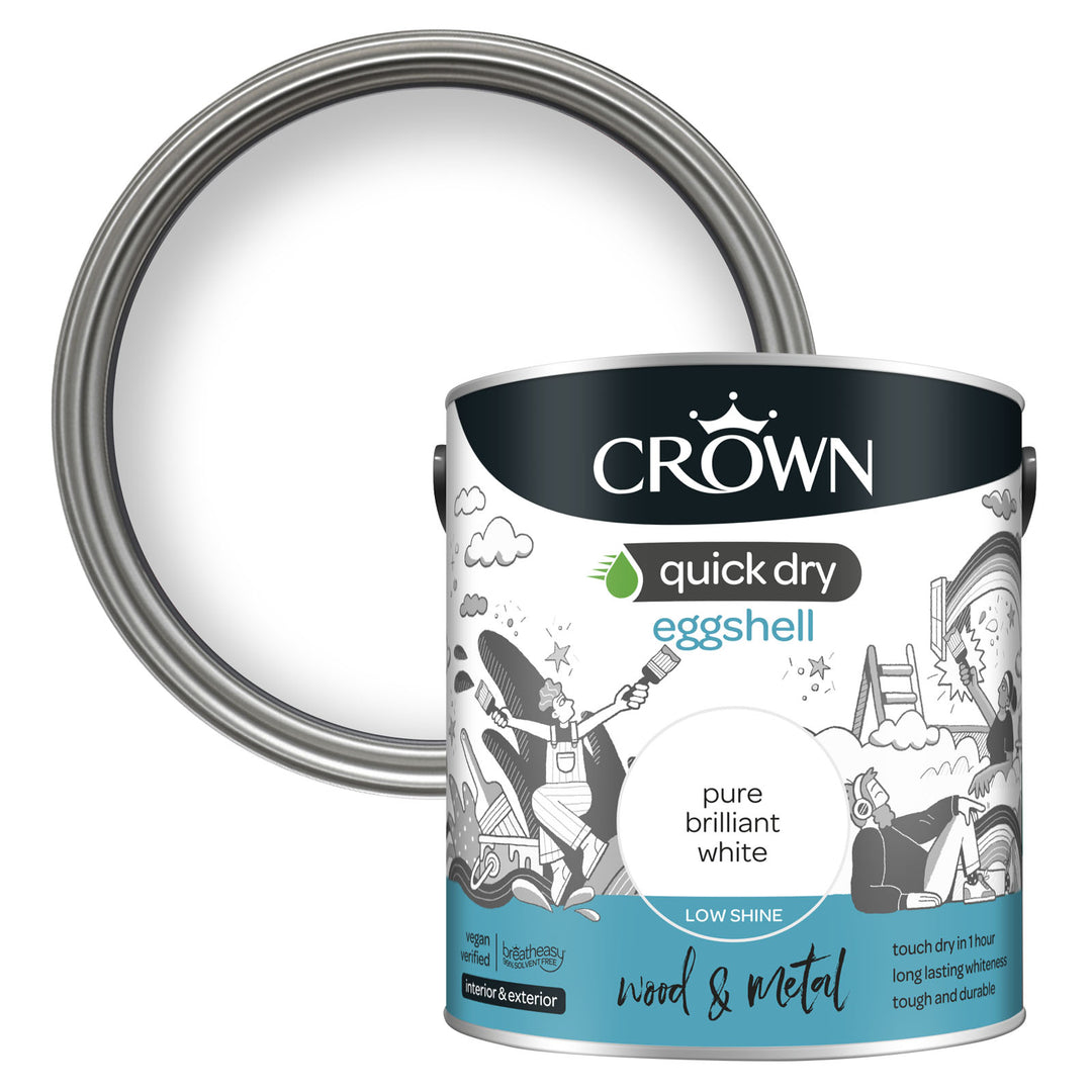 Crown Quick Dry Paint Eggshell White 750ml/2.5l