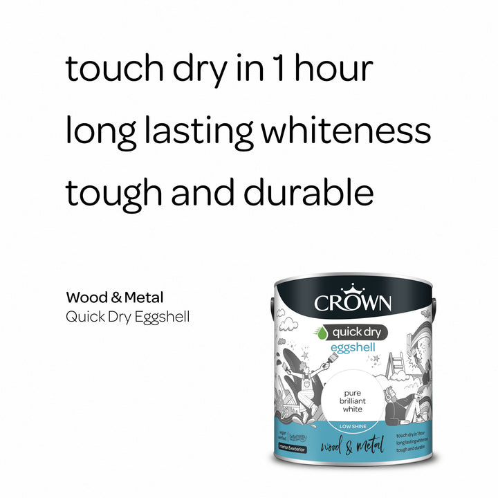 Crown Quick Dry Paint Eggshell White 750ml/2.5l