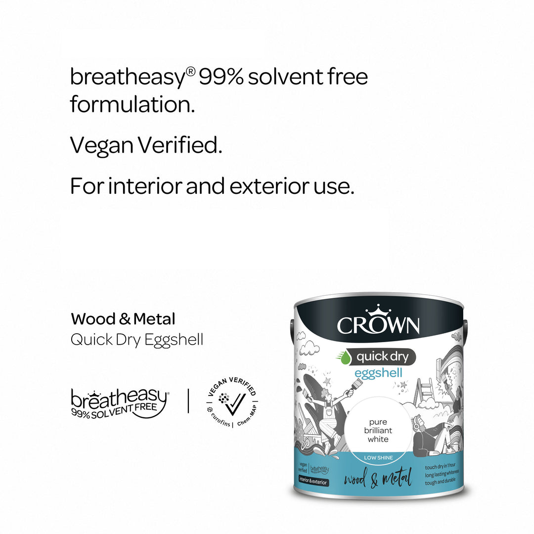 Crown Quick Dry Paint Eggshell White 750ml/2.5l