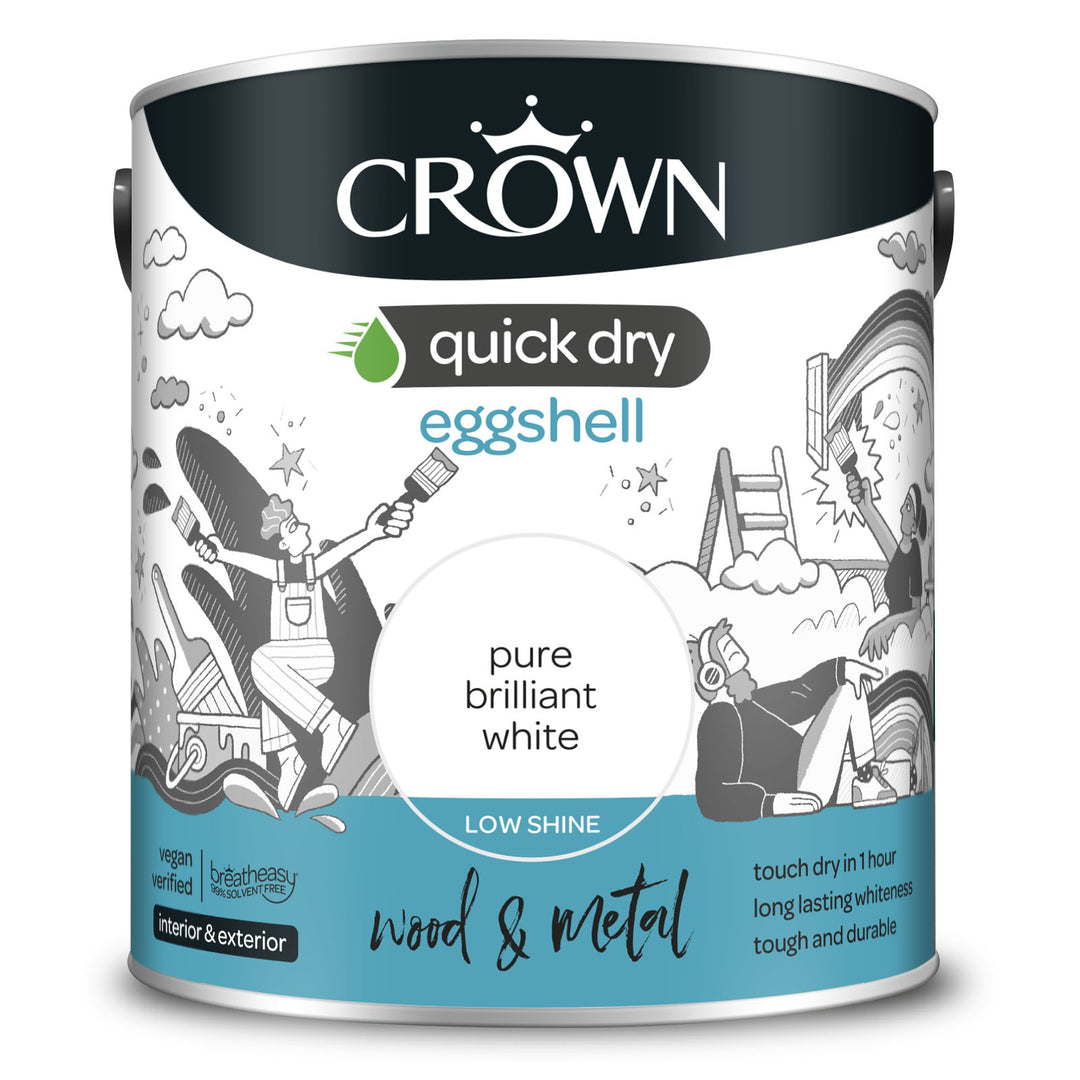 Crown Quick Dry Paint Eggshell White 750ml/2.5l