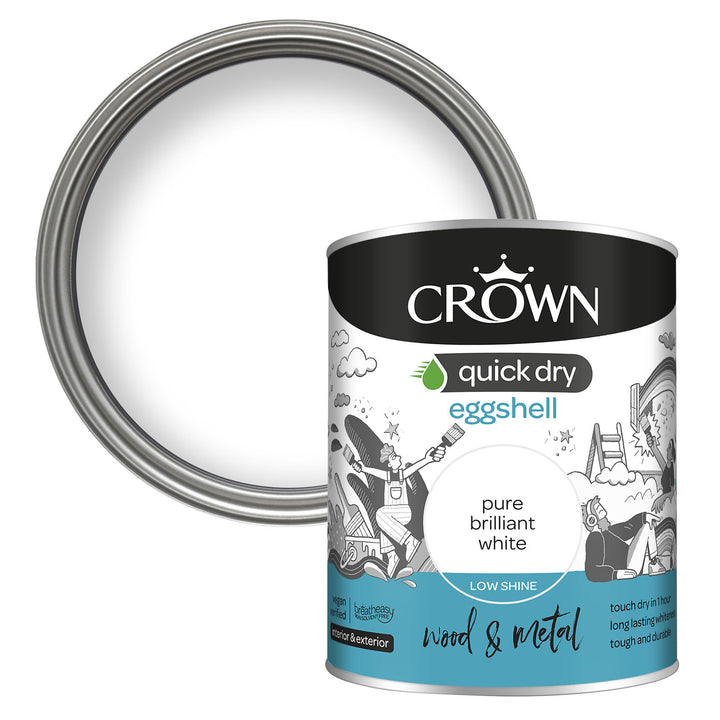 Crown Quick Dry Paint Eggshell White 750ml/2.5l