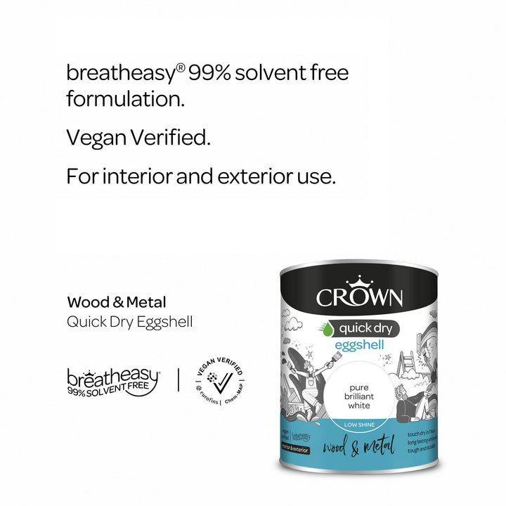 Crown Quick Dry Paint Eggshell White 750ml/2.5l