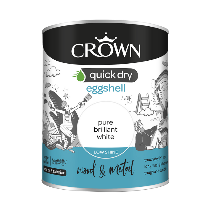 Crown Quick Dry Paint Eggshell White 750ml/2.5l