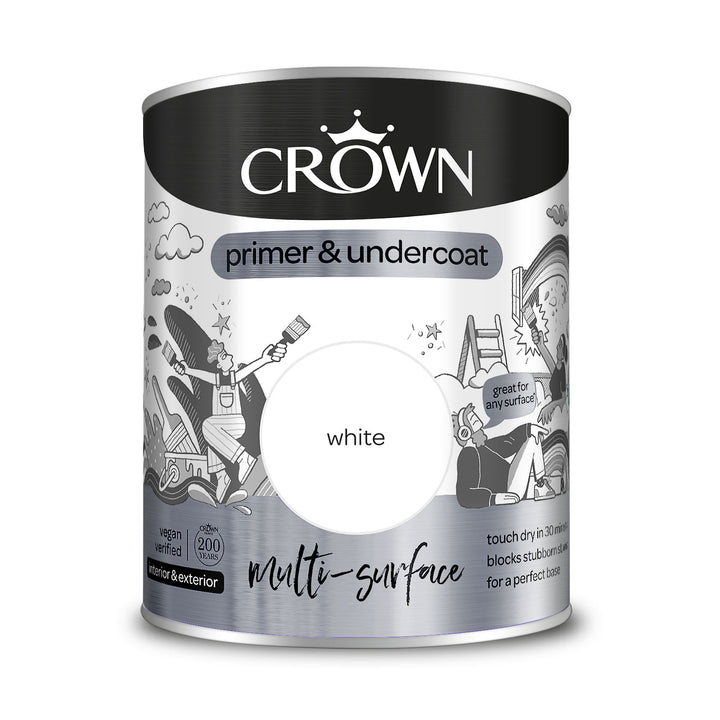 Crown Quick Dry Paint Primer Undercoat Multi Surface 750ml/2.5ml