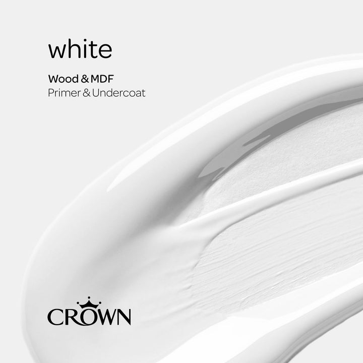 Crown Primer Undercoat Paint Wood & MDF White 750ml/2.5l