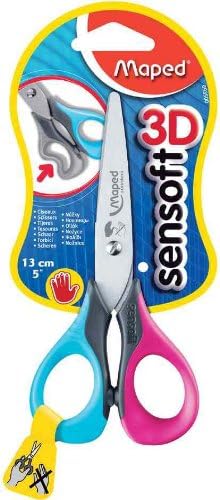 Maped Sensoft 3D Left Handed Scissors 13 cm Flexible Handles Reversed Blades Tip