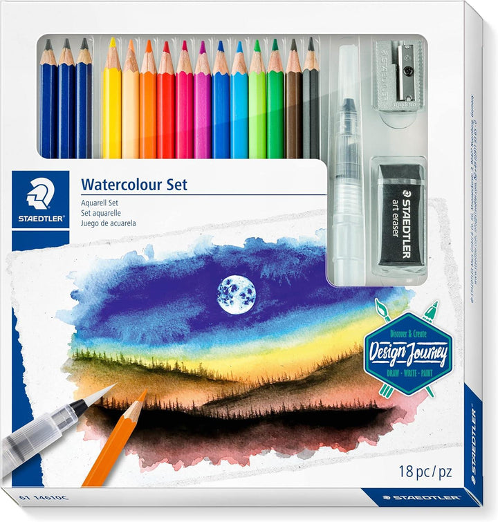 STAEDTLER 61 14610C Design Journey Watercolour Set - Mixed Set for Sketching Beginners (Pack of 18 Pieces)