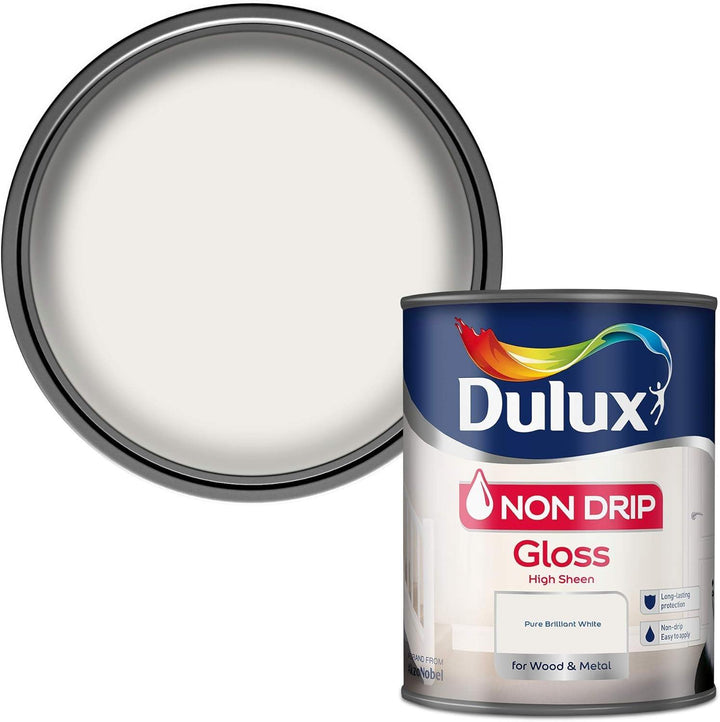 Dulux Non Drip Gloss Pure Brilliant White Assorted Size