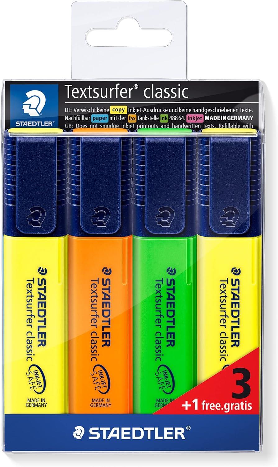 Staedtler 364-S WP4P Highlighter Textsurfer classic containing 3 + 1