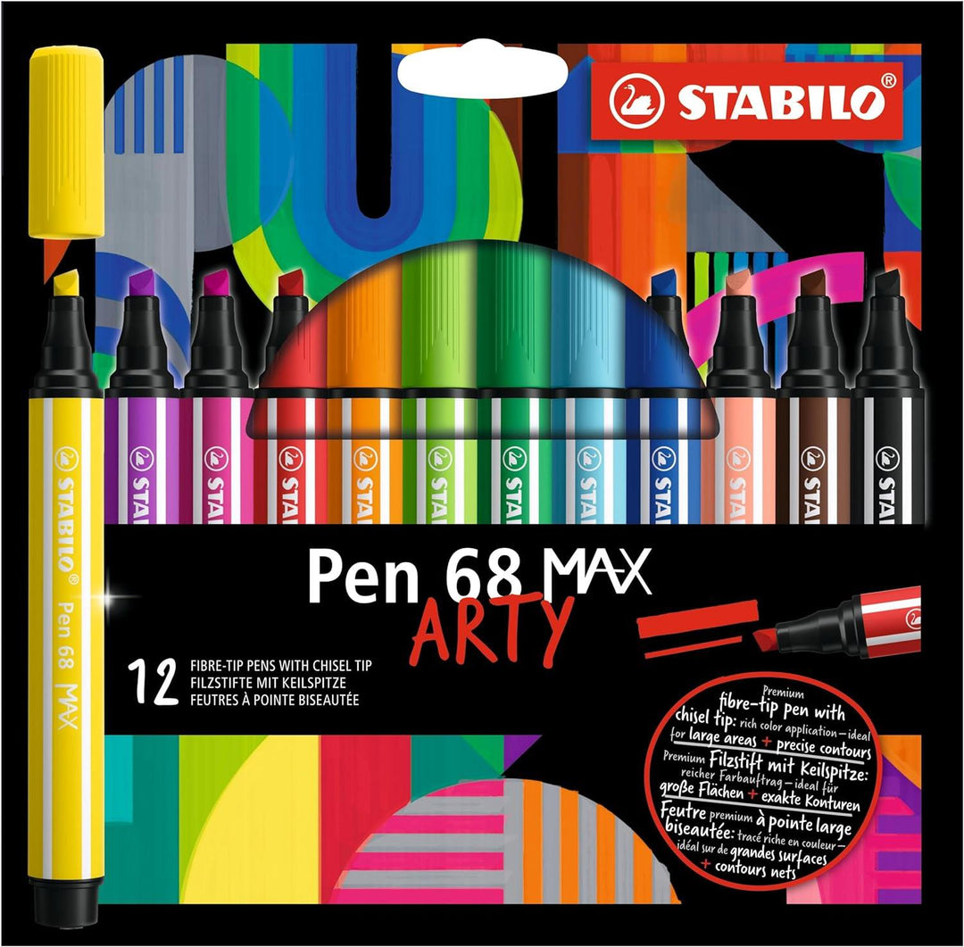 Premium Fibre-Tip Pen With Chisel Tip-Stabilo Pen 68 Max-Arty