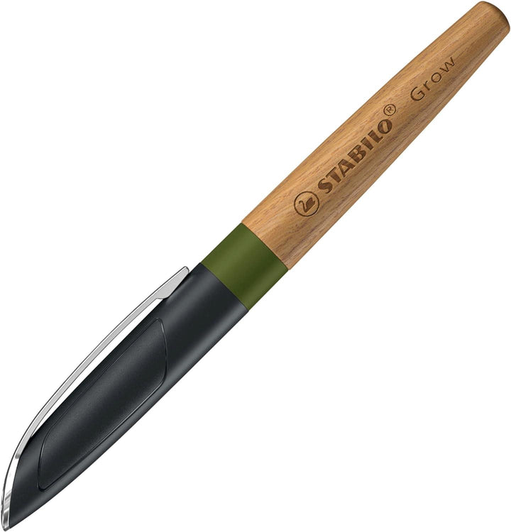 Stabilo Grow Climate-Neutral Fountain Pen 1 Pack Moss Green/Oak Wood