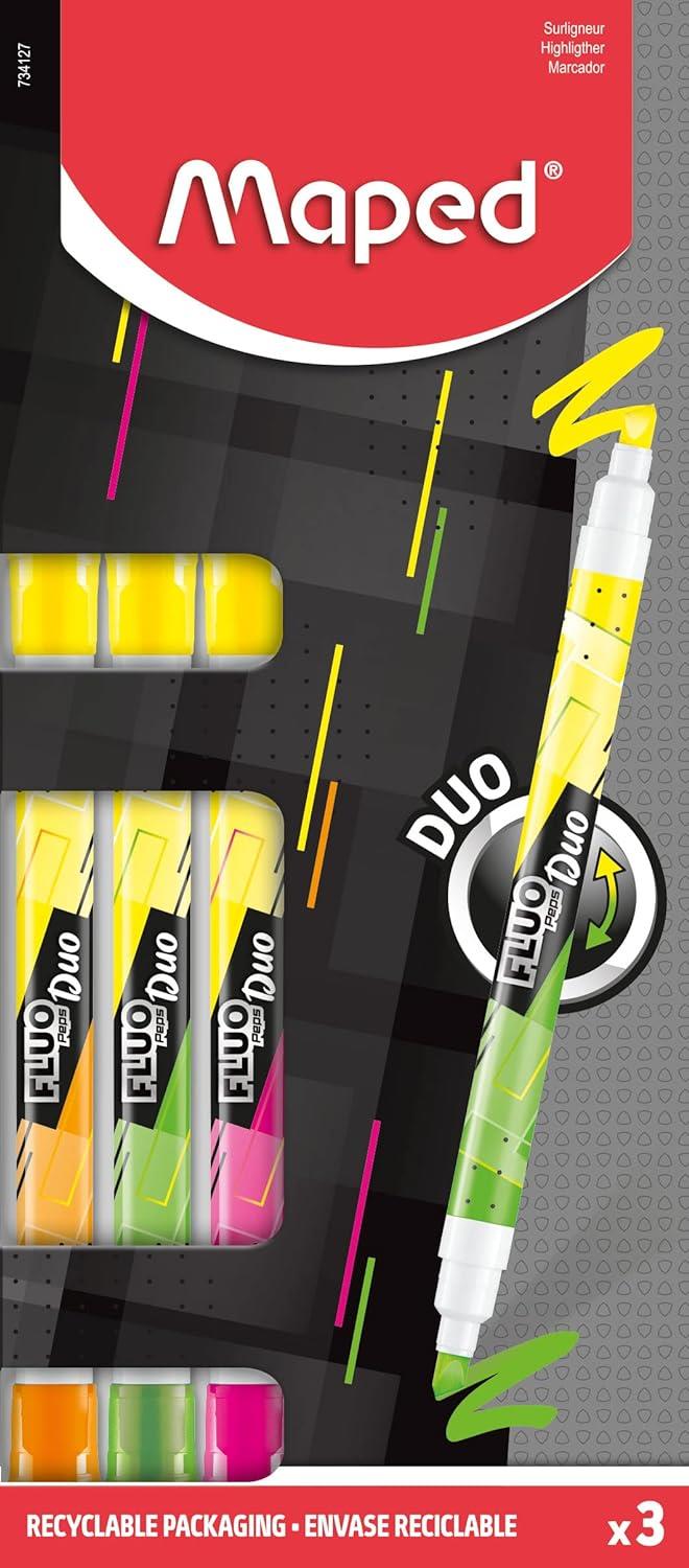 Maped Fluo Duo pens 3 pack assorted