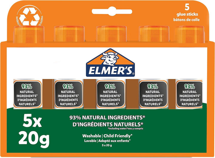 Elmer's Pure Glue Sticks | 93% Natural Ingredients 20g | 5 Count