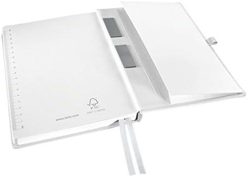 Leitz A5 Hard Cover Notebook, Arctic white Ruled, With 2 Bookmarks