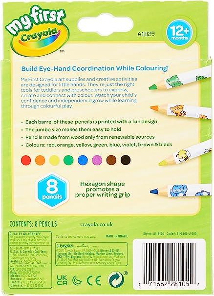 Crayola My First Jumbo Easy Decorated Grip Colouring Pencils Pack of 8