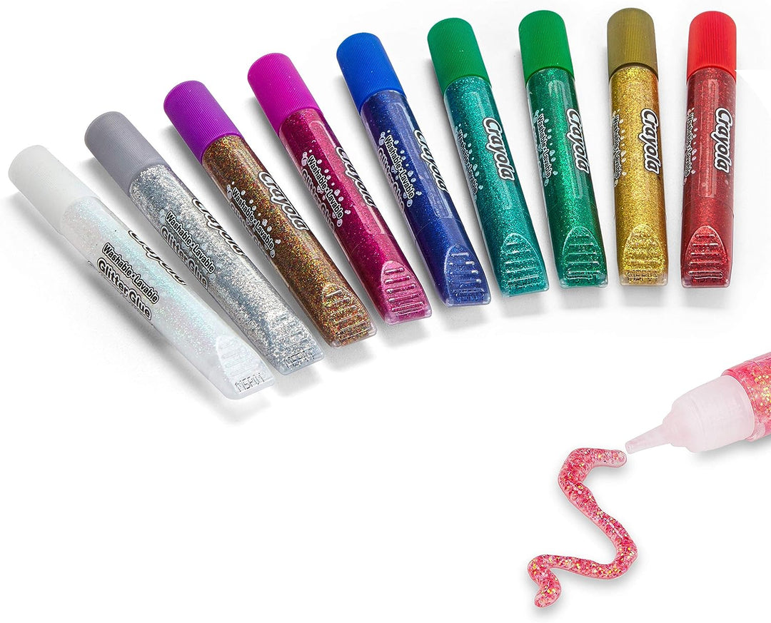 Crayola 9 Washable Glitter Glue Coloured Pens 3+