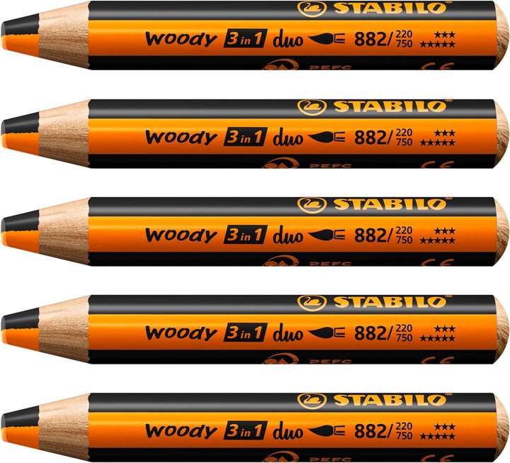 Multi-Talented Pencil - STABILO woody 3 in 1 duo Assorted Colours