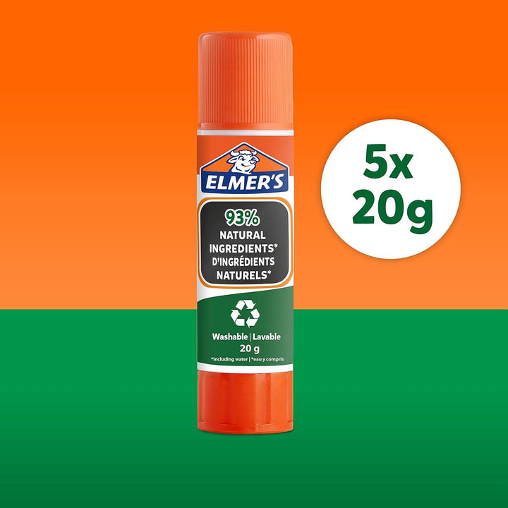 Elmer's Pure Glue Sticks | 93% Natural Ingredients 20g | 5 Count